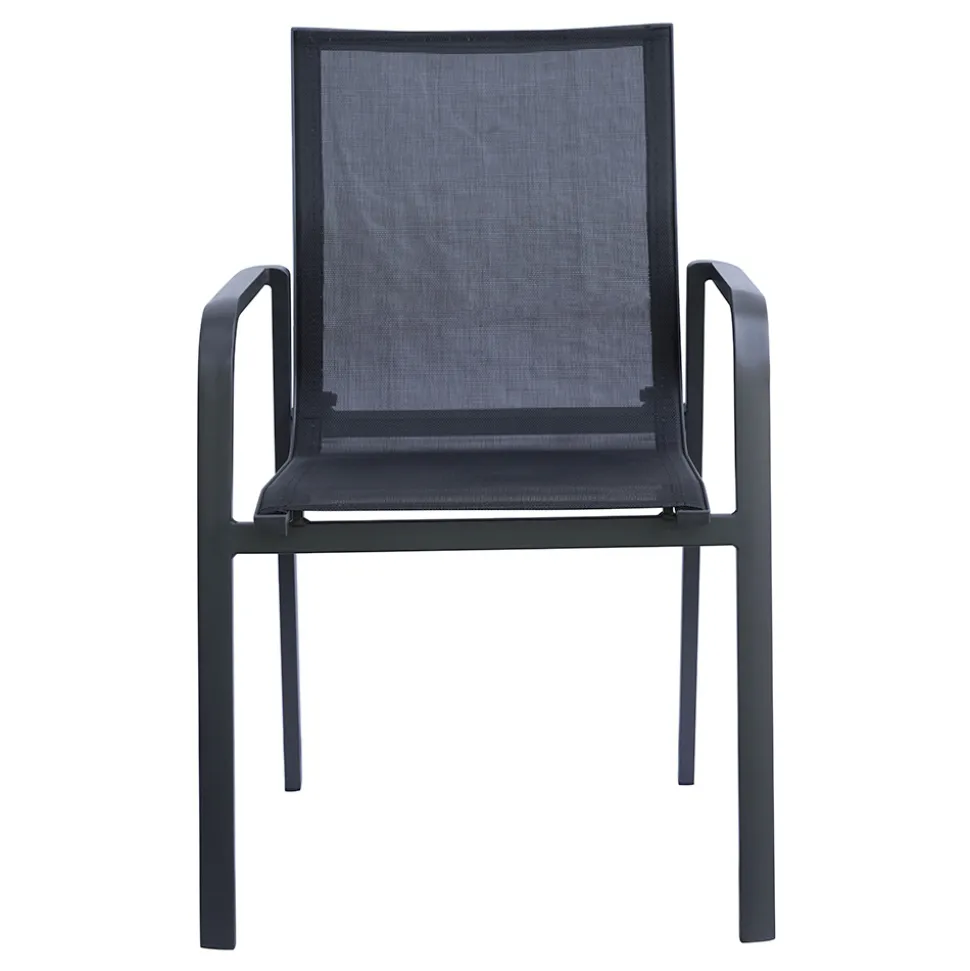 Sedia Impilabile con Braccioli in Alluminio e Textilene Bianco o Grigio - Greenstyle