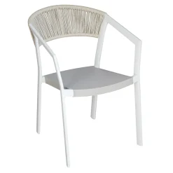 Sedia Impilabile con Seduta in Textilene e Schienale in Twist Wicker - Passione