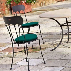 Sedia Impilabile da Esterno in Ferro con Cuscino Made in Italy 2 Pezzi - Allegra