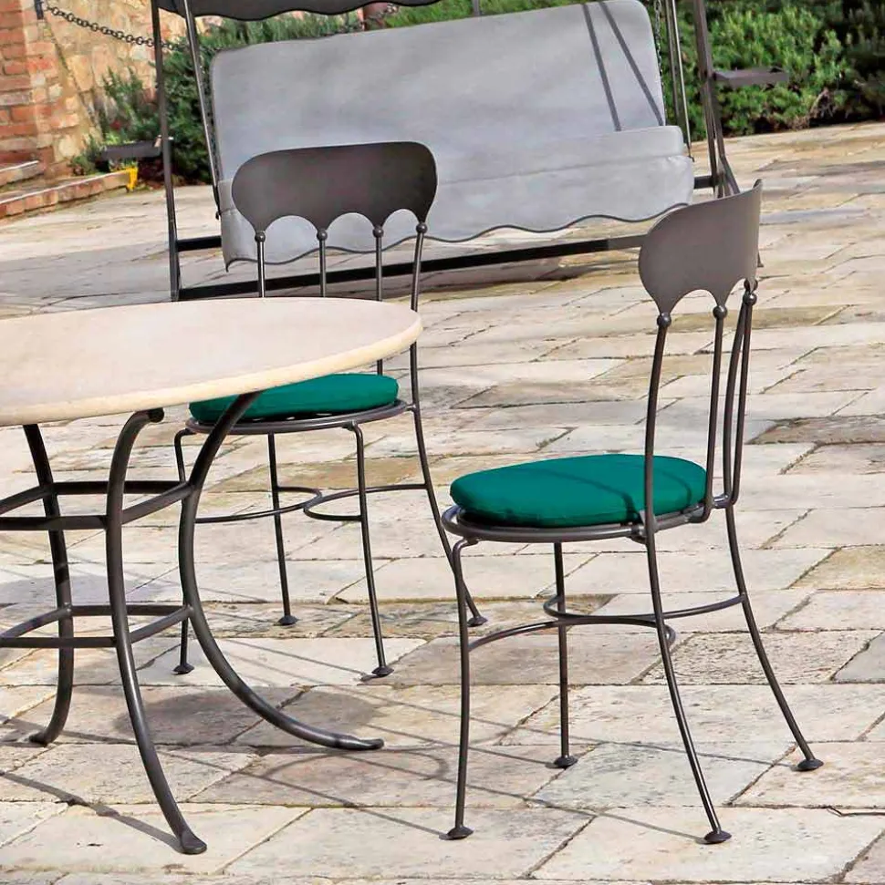 Sedia Impilabile da Esterno in Ferro con Cuscino Made in Italy 2 Pezzi - Allegra