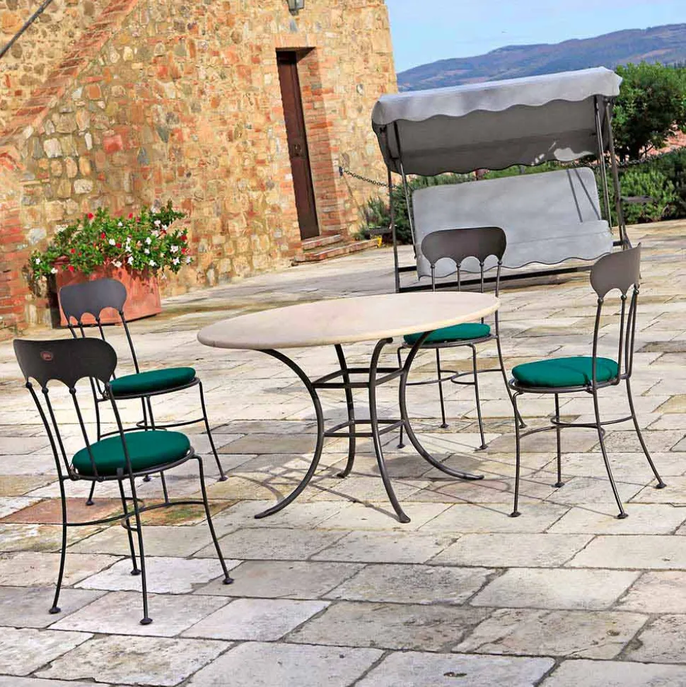 Sedia Impilabile da Esterno in Ferro con Cuscino Made in Italy 2 Pezzi - Allegra