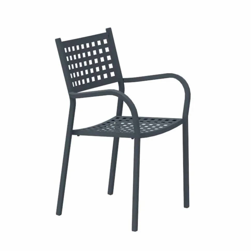 Sedia Impilabile da Esterno in Metallo Verniciato Made in Italy, 8 Pezzi - Lina