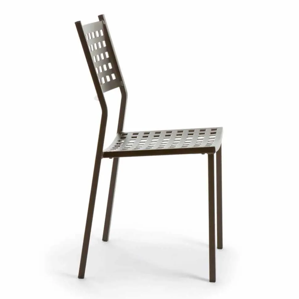 Sedia Impilabile da Esterno in Metallo Verniciato Made in Italy, 8 Pezzi - Lina