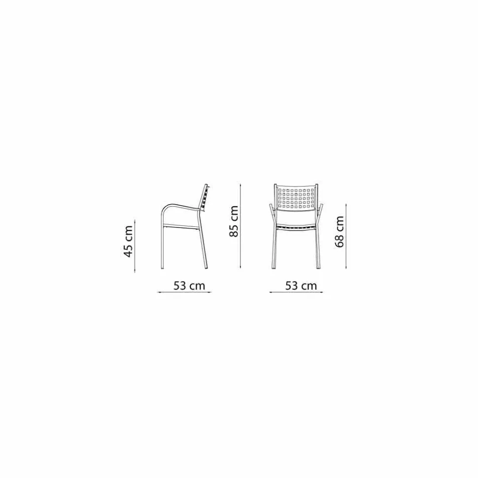 Sedia Impilabile da Esterno in Metallo Verniciato Made in Italy, 8 Pezzi - Lina