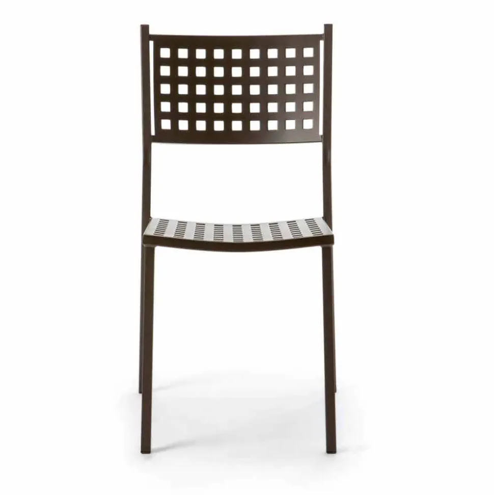Sedia Impilabile da Esterno in Metallo Verniciato Made in Italy, 8 Pezzi - Lina
