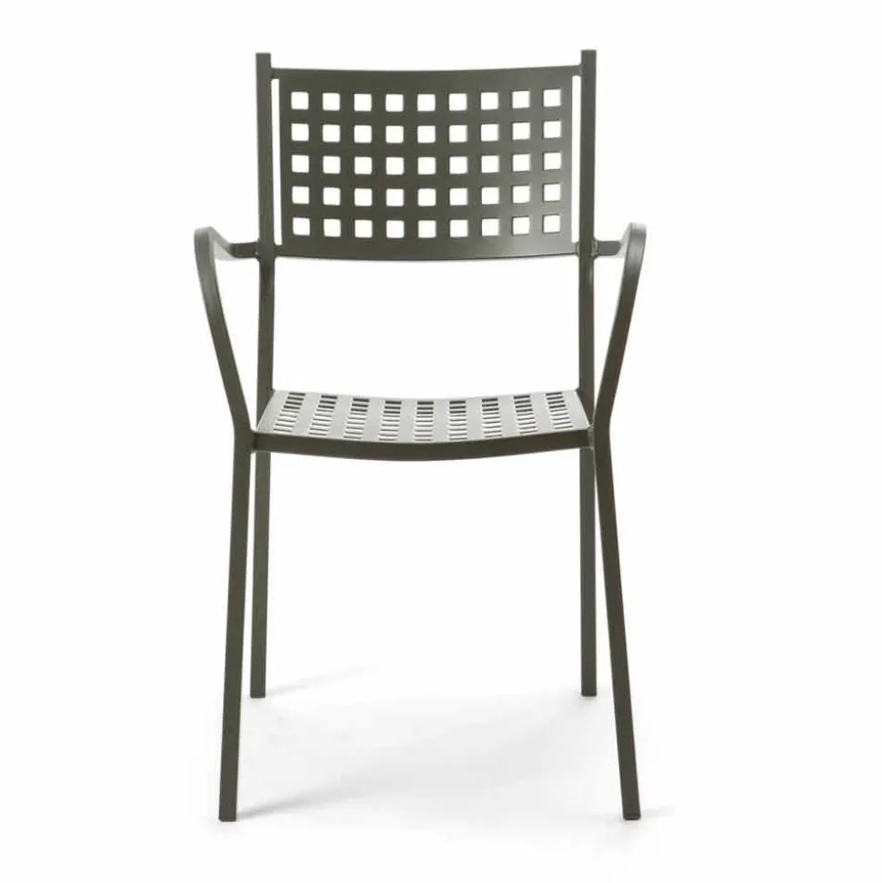 Sedia Impilabile da Esterno in Metallo Verniciato Made in Italy, 8 Pezzi - Lina