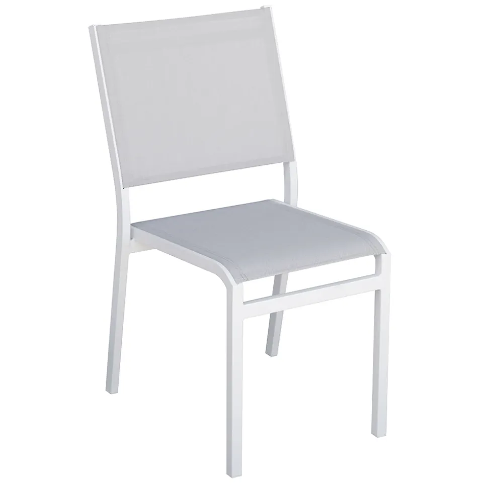 Sedia Impilabile da Giardino in Alluminio e Textilene Bianco o Grigio - Floraforma