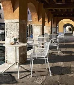 Sedia Impilabile in Metallo da Esterno Made in Italy, 4 Pezzi - Verna