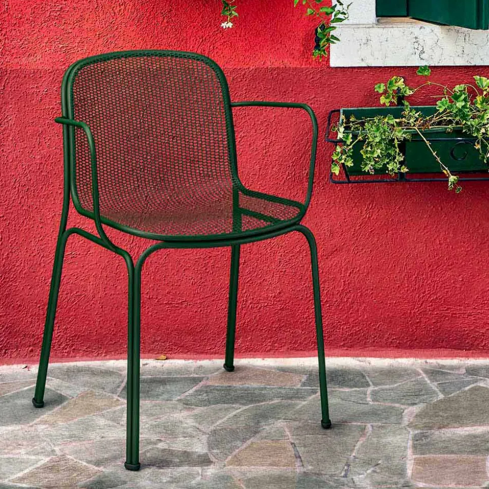Sedia Impilabile in Metallo da Esterno Made in Italy, 4 Pezzi - Verna
