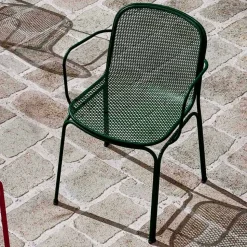 Sedia Impilabile in Metallo da Esterno Made in Italy, 4 Pezzi - Verna