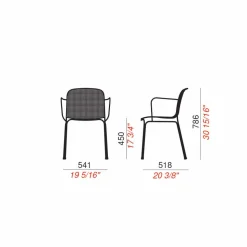 Sedia Impilabile in Metallo da Esterno Made in Italy, 4 Pezzi - Verna