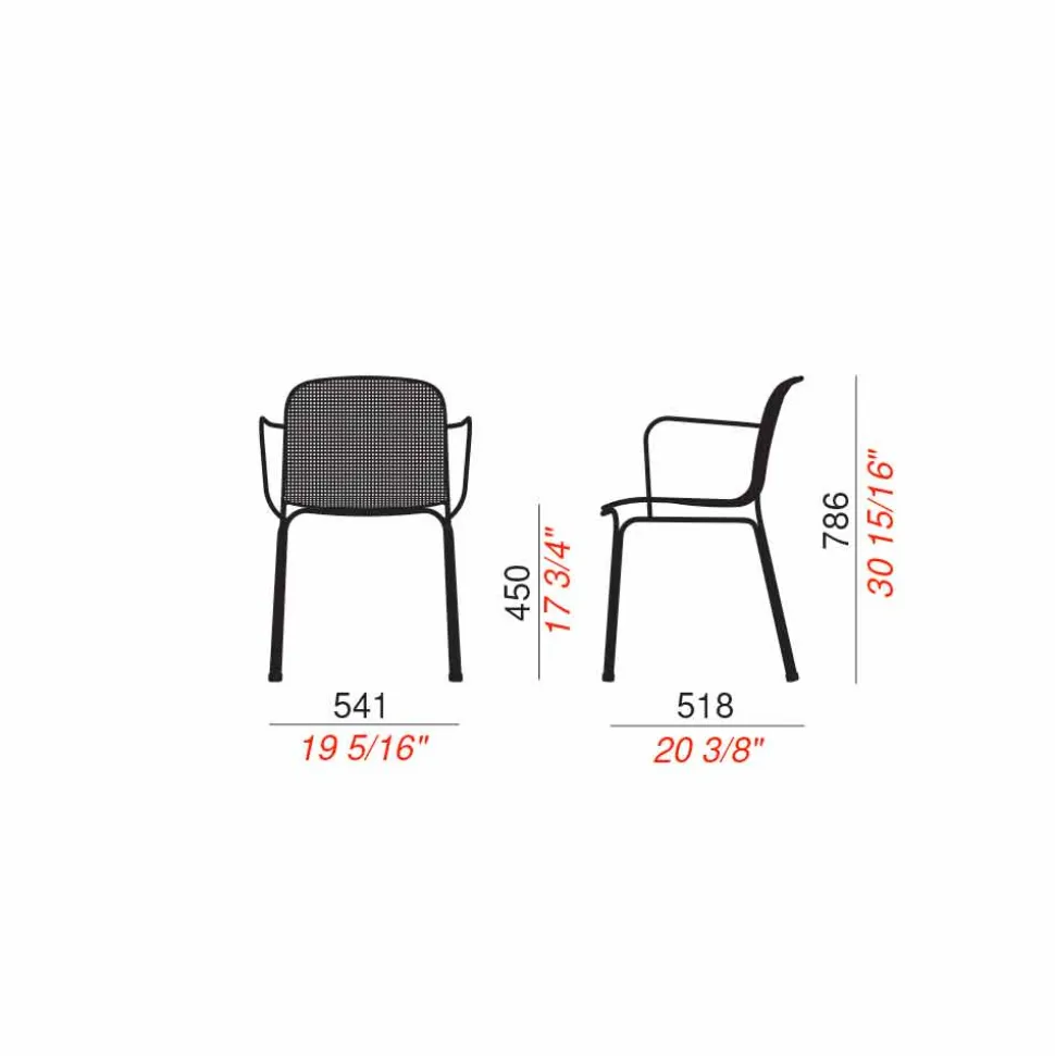 Sedia Impilabile in Metallo da Esterno Made in Italy, 4 Pezzi - Verna