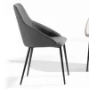 Sedia in Ecopelle con Schienale Decorato e Base in Metallo Nero, 2 Pezzi - Nima