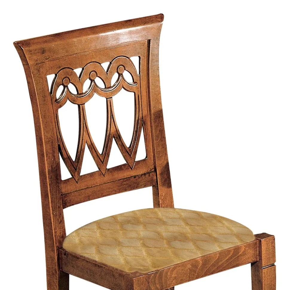 Sedia in Legno Bassano e Tessuto Barocco Color Oro Made in Italy - Diaspro