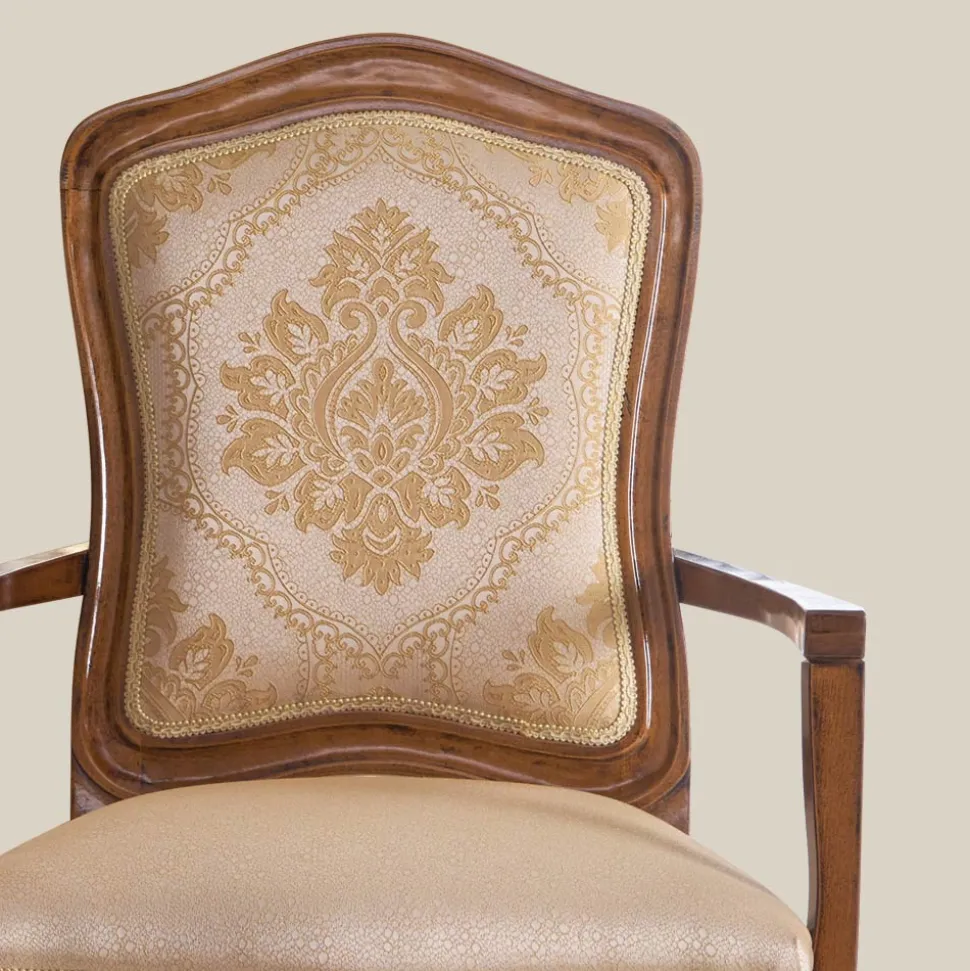 Sedia in Legno Classica Tessuto Imbottito di Lusso Made in Italy - Majesty