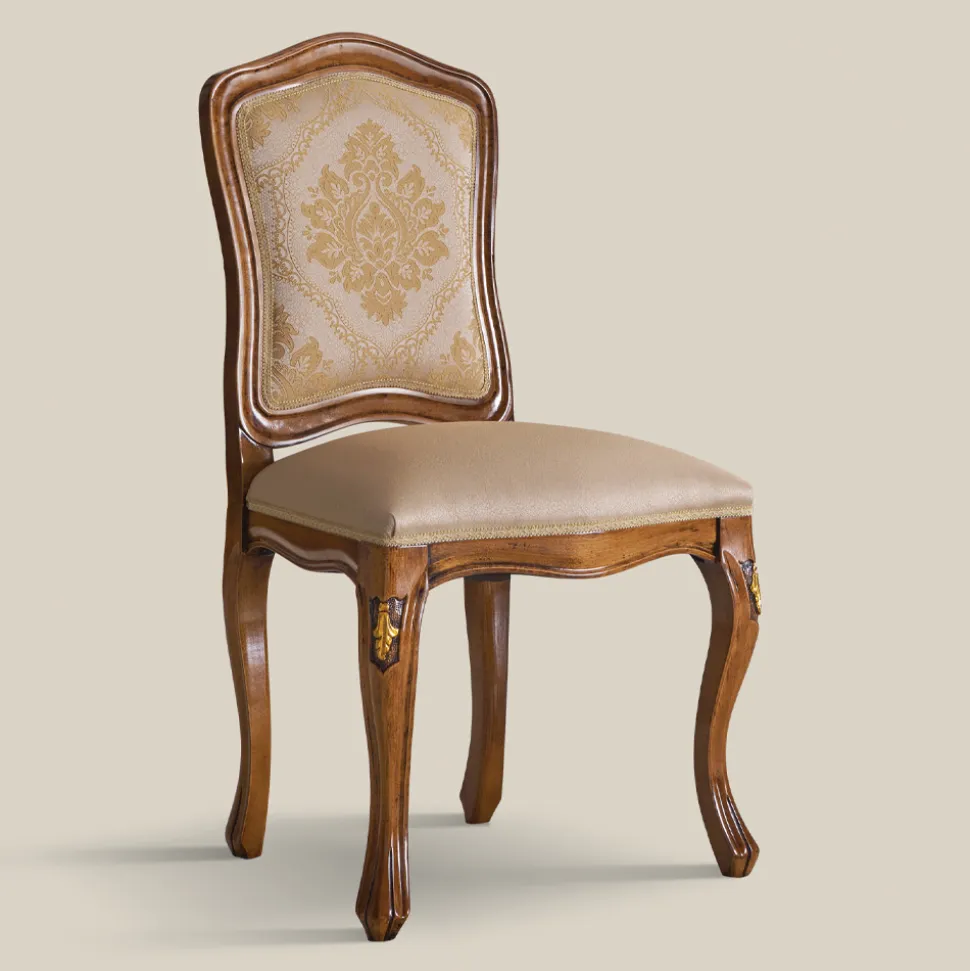 Sedia in Legno Classica Tessuto Imbottito di Lusso Made in Italy - Majesty