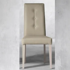Sedia in Legno e Seduta in Ecopelle con Bottoni Design Italiano - Mircea