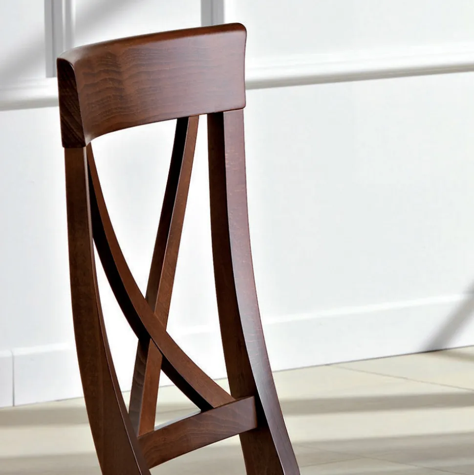 Sedia in Legno e Tessuto Design Classico Schienale Incrociato - Debussy