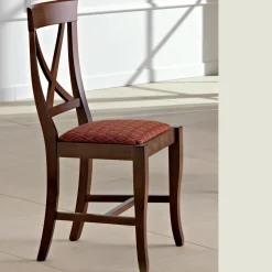 Sedia in Legno e Tessuto Design Classico Schienale Incrociato - Debussy