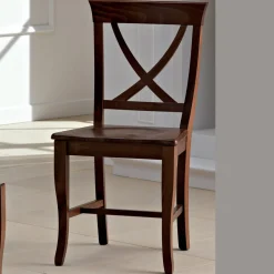Sedia in Legno Massello Design Classico Schienale Incrociato - Debussy
