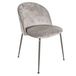 Sedia in Metallo Nero e Seduta in Velluto Grigio Made in Italy - Meredith