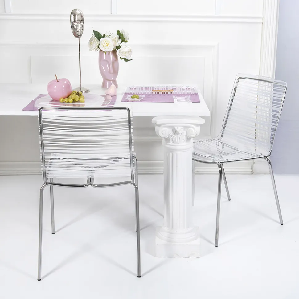Sedia in Plexiglass Trasparente e Ferro Made in Italy 2 Pezzi - Charlotte