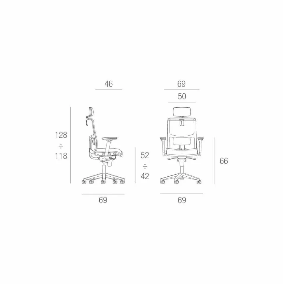 Sedia in similpelle semidirezionale ed operativa made in Italy Mina