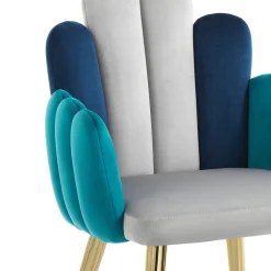 Sedia In Tessuto Effetto Velluto Grigio, Verde e Blu - Anguria