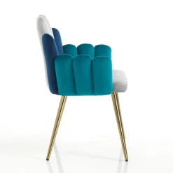 Sedia In Tessuto Effetto Velluto Grigio, Verde e Blu - Anguria