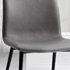 Sedia in Tessuto Fibrato Effetto Pelle e Gambe in Metallo Made in Italy - Amane