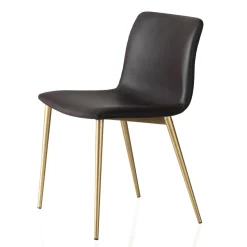 Sedia in Tessuto Fibrato Effetto Pelle e Gambe in Metallo Made in Italy - Amane