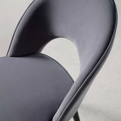 Sedia in Velluto con Gambe in Metallo Nero e Ottone Satinato, 4 Pezzi - Sibea
