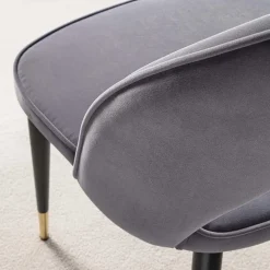 Sedia in Velluto con Gambe in Metallo Nero e Ottone Satinato, 4 Pezzi - Sibea