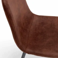 Sedia living moderna in similpelle marrone vintage, 4 pezzi - Elice