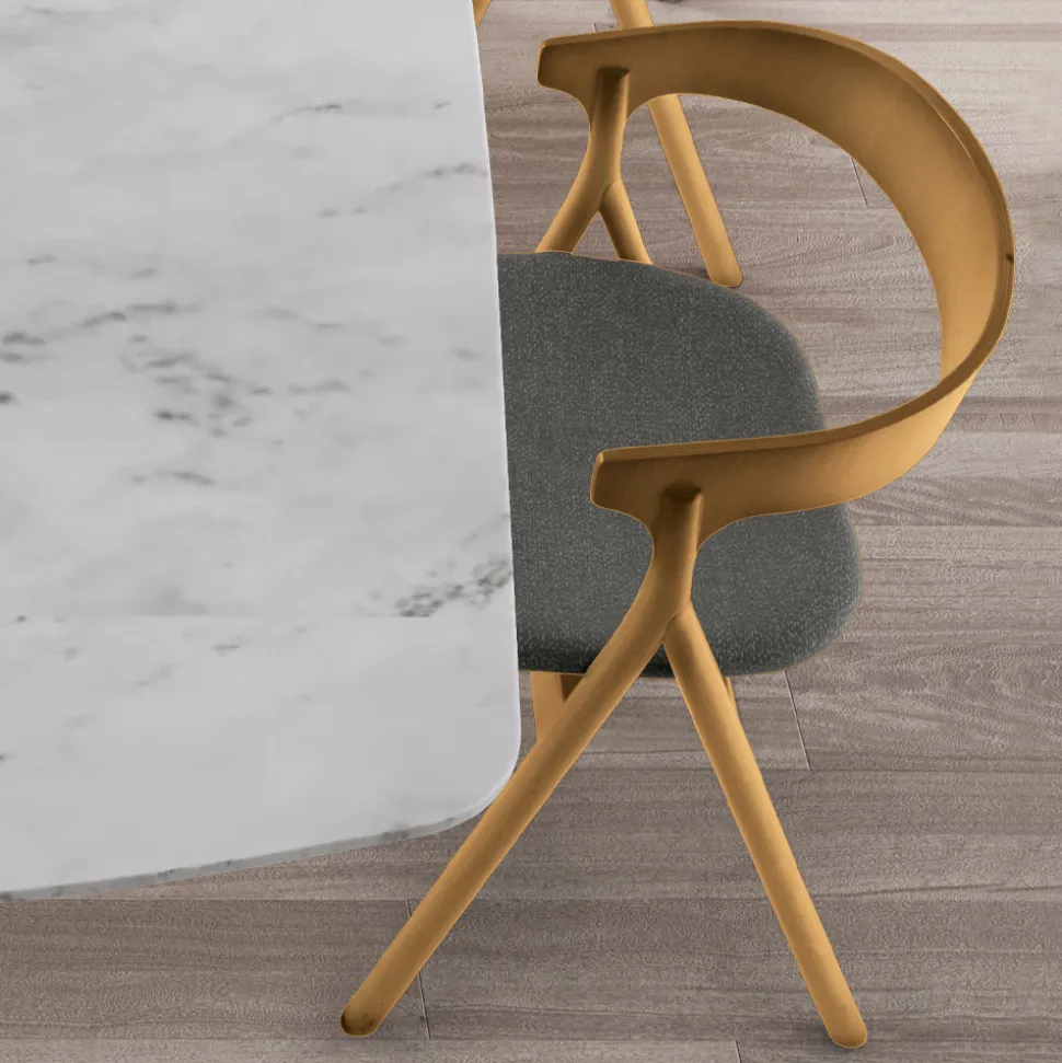 Sedia Moderna da Soggiorno in Diversi Tessuti con scocca in Legno - Wolter