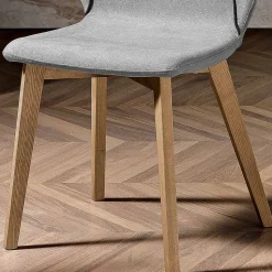 Sedia Moderna di Design Elegante in Tessuto con Bordino e Legno - Scarat