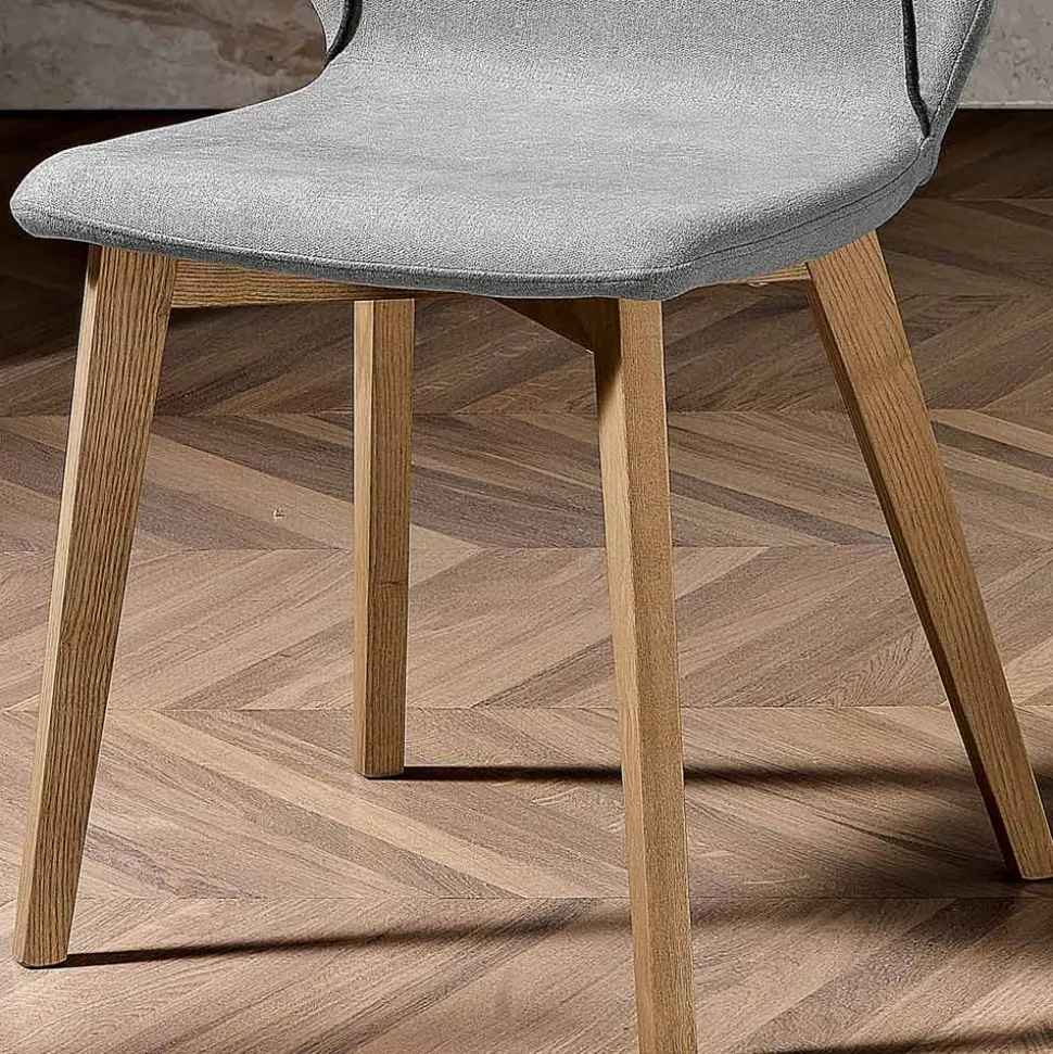 Sedia Moderna di Design Elegante in Tessuto con Bordino e Legno - Scarat