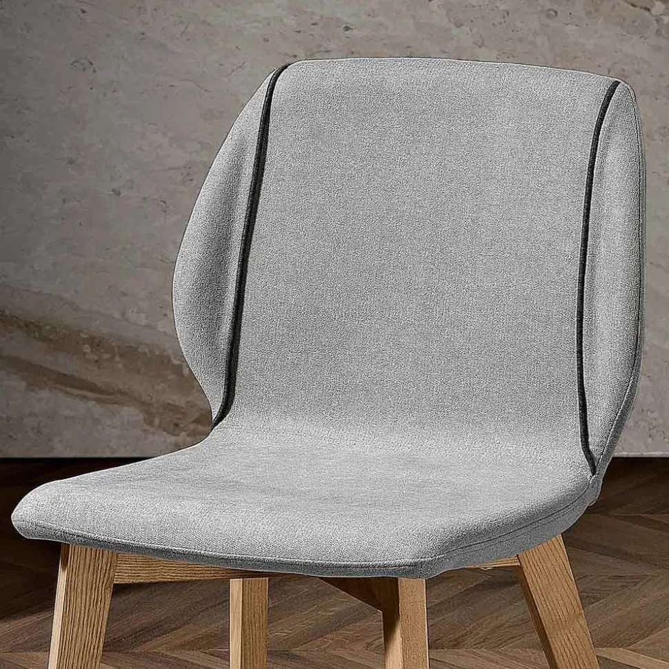 Sedia Moderna di Design Elegante in Tessuto con Bordino e Legno - Scarat