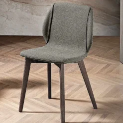 Sedia Moderna di Design Elegante in Tessuto con Bordino e Legno - Scarat
