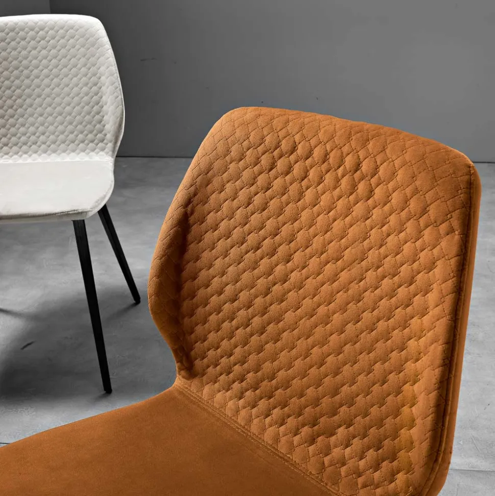 Sedia Moderna di Design Elegante in Velluto Trapuntato e Legno - Scarat