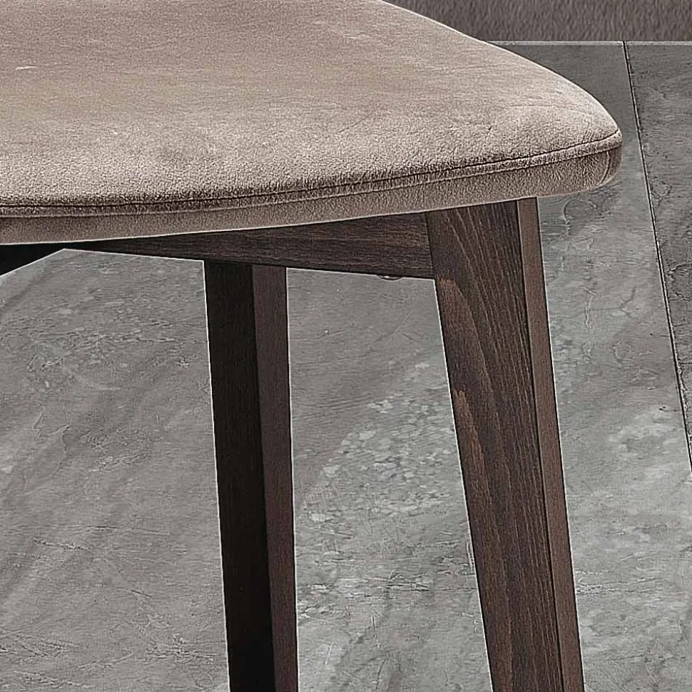 Sedia Moderna di Design Elegante in Velluto Trapuntato e Legno - Scarat