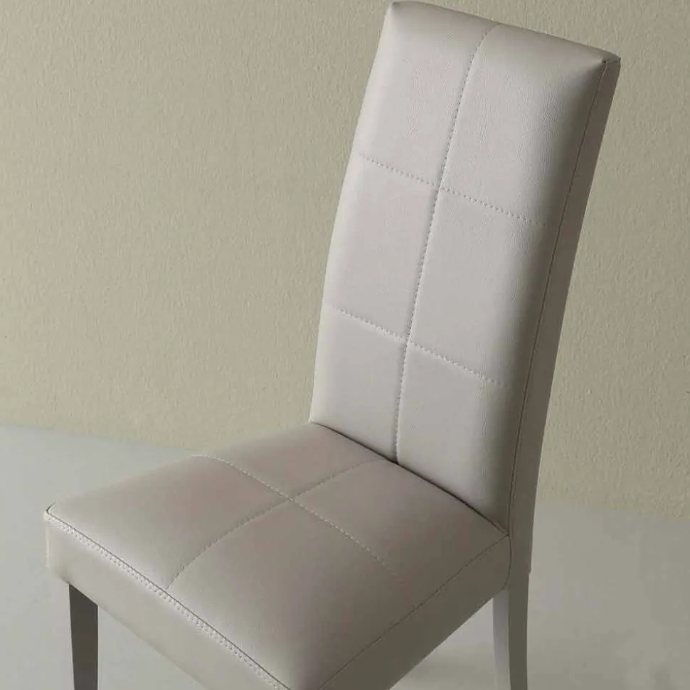 Sedia moderna in ecopelle grigio ghiaccio Linear