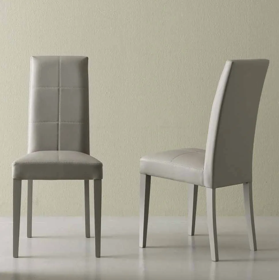 Sedia moderna in ecopelle grigio ghiaccio Linear