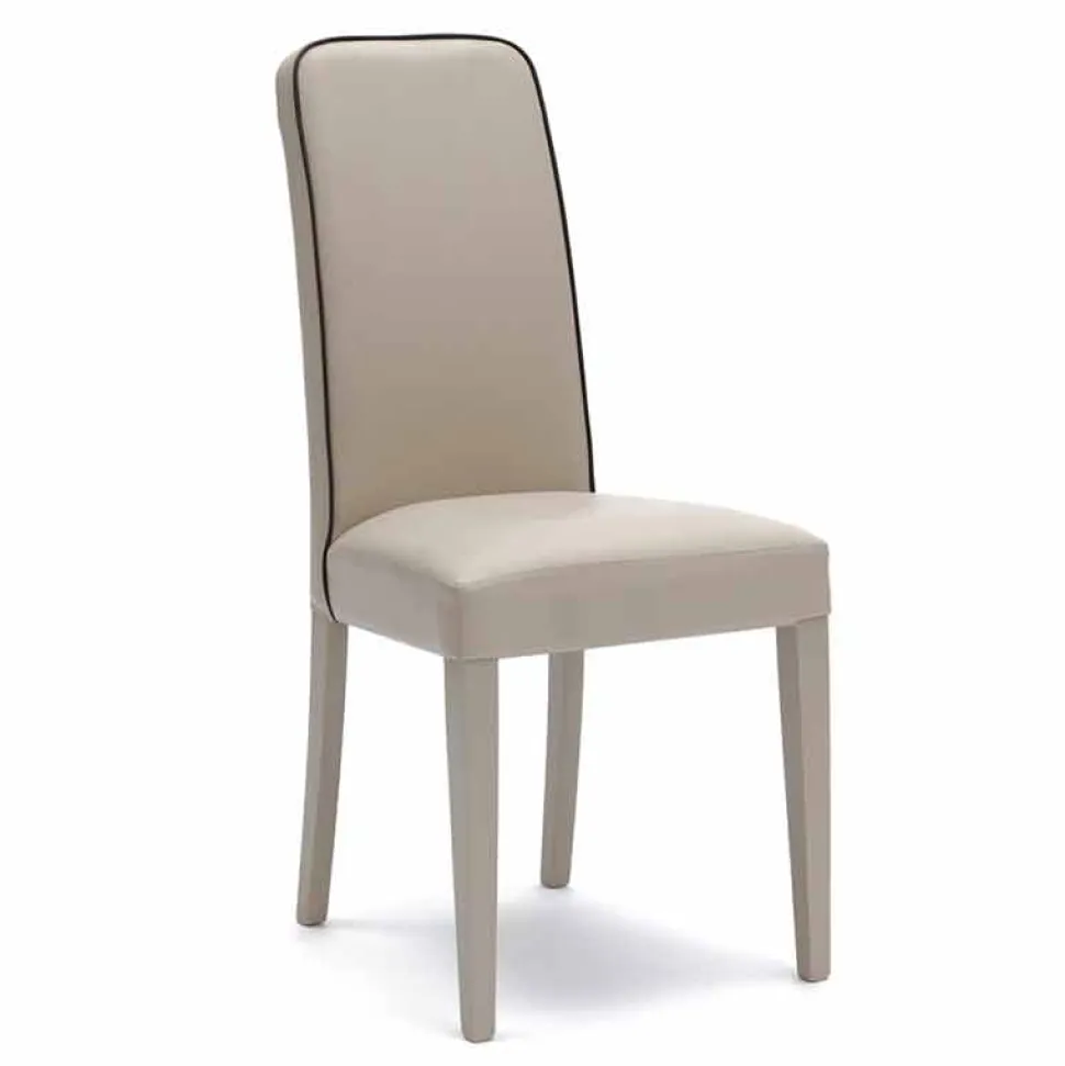 Sedia moderna in legno di faggio e similpelle 4 pezzi - Fanny