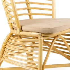 Sedia per il Giardino in Rattan Naturale con Cuscino Incluso – Torvi