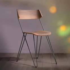 Sedia per Sala da Pranzo Artigianale in Legno e Acciaio Made in Italy - Valencia