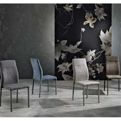 Sedia per sala da pranzo di design in tessuto made in Italy, Luigina