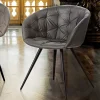 Sedia per Sala da Pranzo in Ecopelle con Gambe in Metallo Verniciato Nero - Ezio