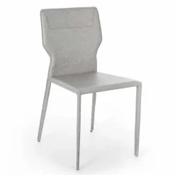Sedia per Sala da Pranzo in Metallo Rivestita in Similcuoio, 4 Pezzi - Titty