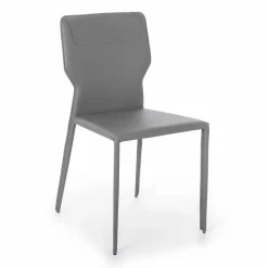 Sedia per Sala da Pranzo in Metallo Rivestita in Similcuoio, 4 Pezzi - Titty